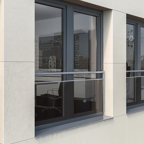 Safe railing for French windows by Schüco